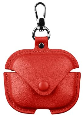 CasurvivePro Custodia per cuffie business in pelle PU per Airpods 4, anti-caduta in pelle, retro in pelle, colore: rosso