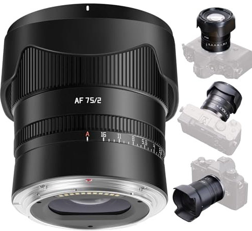 TTArtisan Objectif AF 75 mm F2 - Objectif portrait plein format - Grande ouverture - Objectif autofocus léger STM AF pour appareils photo sans miroir Z-Mount Z5 Z6 Z7 Z6II Z6III Z7I Z9 Z8 ZF Z50 ZFC
