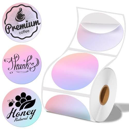 2 x 2 runde Thermo-Etiketten, für M110/M120/M220/M221 Etikettendrucker, 2 Zoll kreisförmige Thermo-Etiketten für Business und Home, 140 PCS für Drucker, Verträumtes Lila