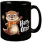 Otter mit Zauberstab - Harry Otter Tasse schwarzer Kaffeebecher niedliches Design mit runden Brillen orange-gelb gestreifter Schal Zauberer