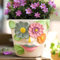 AmiCera Pot de fleurs avec visage abstrait - Pot de fleurs coloré avec drainage - Pour plantes d'intérieur - Cache-pot éclectique pour plantes succulentes - Décoration de la maison - Rose et bleu - 14