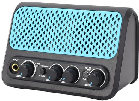 Electric Guitar Amp, DC 5V Bluetooth 5.0 Mini Guitar Amp for Electric Guitars, Double Channels Rechargeable Portable Pratice Small Amplifier with Headphone Output