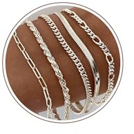 Tewiky Armband Set für Damen, 14K Gold Schlange Ketten Armbänder | Vergoldete Zarte Stapelbare ArmbäNder, Hautfreundlich Wasserfest Modisch, für Alltag & Stilvolles Geschenk für Frauen