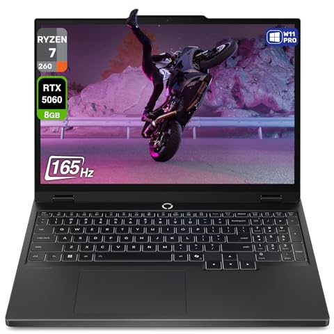 Lenovo Legion 5 Gen 10 Gaming Laptop, AMD Ryzen 7-260, 32 GB DDR5 RAM, 2 TB PCIe SSD, 15.1 WQXGA (2560x1600) Display, Nvidia G-Force RTX 5060, 24-Zone RGB Backlit Keyboard, W11 Pro, Eclipse Black