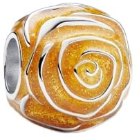 Csenyuer Yellow Rose in Bloom Bead Charm 925 Sterling Silver Pendant,Jewellery Beads Gifts for Women Bracelet Necklace