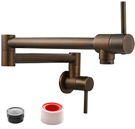 Antique Bronze Wall Mount Kitchen Faucet - 360° Rotatable Pot Filler with Brass Double Handles Cold Water Tap CT166F for Elegant Culinary Spaces Beauty Comes