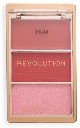 Revolution, Blush Icon Palette, Cream, Matte, & Shimmer Bronzer Trio, Hyaluronic Acid Infused, High Pigment, Vegan & Cruelty-Free, Rebellious Red, 0.09 oz