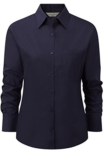 Russell Collection Ladies/Womens Long Sleeve Shirt (L) (French Navy)