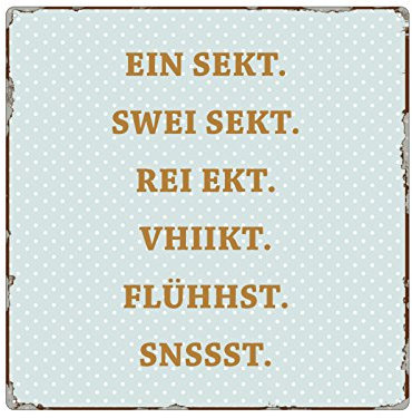 Interluxe 20x20cm METALLSCHILD Türschild EIN Sekt SWEI Sekt Party Schild Geschenk Feier