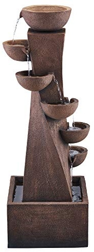 Serenity 6-Tier Bowl Tower Water Feature, Self Contained for Garden, Decking & Patio, Outdoor, Weatherproof (Height-107.5cm)