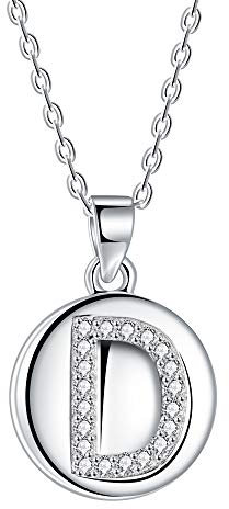 J.Endéar Buchstabe Kette 925 Sterling Silber Brief Initial D Disc Anhänger Halskette für Frauen Freundschaft 40 + 5cm einstellbar