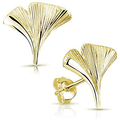 Materia Gold Ohrringe Damen 925 Silber Gingko Schmuck SO-392-Gold