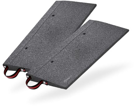 bepco trottoarkantsset (2 stycken) handtagsslingor, L x B x H: 50 x 25 x 4 cm av gummi (svart) uppkörningsramp, dörrtröskel ramp, med lagrade brickor för fastsättning