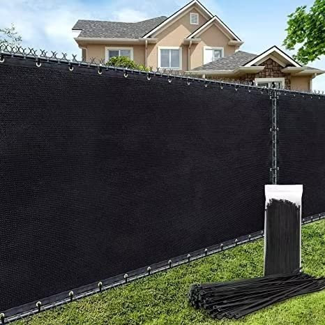 AofeiGa Zaun-Sichtschutz, 180 g/m², 1,8 x 7,6 m, robust, Zaunabdeckung, Garten, Wand, Hinterhof, Schwarz