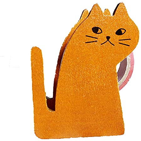 Klebebandabroller Vintage mit 1 Rolle Klebeband, Niedliche Katze Tischerabroller aus Holz, Tape Spender für Zuhause, Büro, Schreibtischzubehör für Studenten, Mädchen, Jungen
