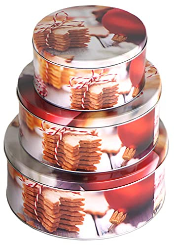 Annastore 3-tlg. Set Gebäckdosen aus Metall Keksdosen (Spekulatius) | für Weihnachten - Plätzchendosen