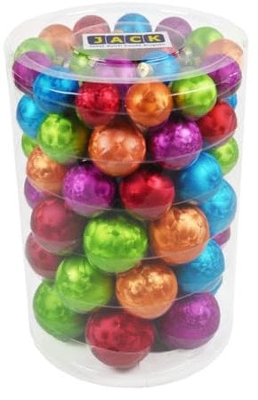 JACK by Inge Glas 60x Glas Christbaumkugeln 4 5 6 7 cm Eislack Bunt Mille-Fiori + Haken