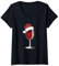 Wine Christmas Wine Lover Christmas Outfit Damen T-Shirt mit V-Ausschnitt, Klassisch, Halbarm, Schwarz, S