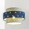 CGC Lighting Kinder-Lampenschirm, Projekte, Sternmuster, einfache Montage, Hängelampenschirm, Kinderzimmer, Spielzimmer, Spielzeugzimmer, Kinderraum (Grau mit blauem Band)