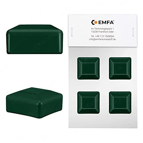 EMFA Zaunpfahlkappe 60x60 mm 4 Stück Grün Pfostenkappe quadratisch Zaunpfostenkappen Zaunabdeckung Kunststoff Deckel Zaunkappen 6x6 cm
