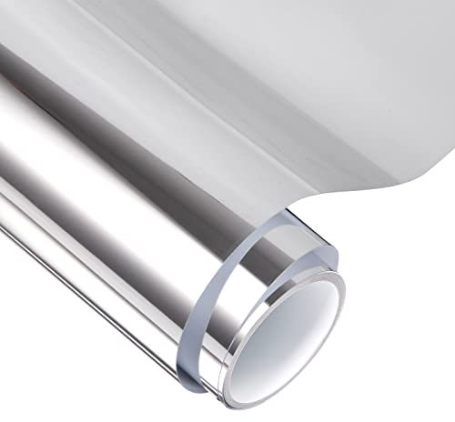 VINYL FROG Adhesive Vinyl Roll Chrome Mirror Silver Craft Vinyl – HUGE Glossy Adhesive Permanent Silver Vinyl Rolls 30.5x380cm Vinyl Works with All Cutters