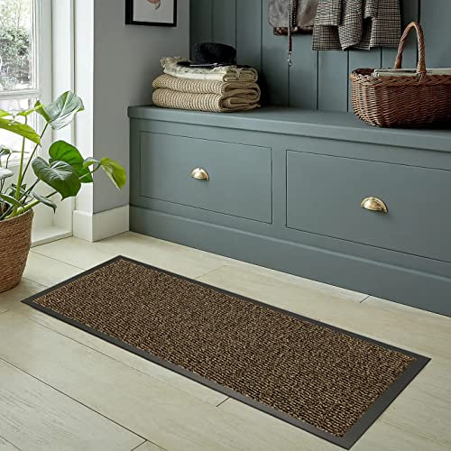 OZMIC Outdoor Rubber Mat for Entrance Door Mat - Waterproof Rubber Matting Non Slip Dirt Trapper Door Mats Indoor Heavy Duty Door Mat Dog Mats for Muddy Paws -Brown, 90 x 150 cm
