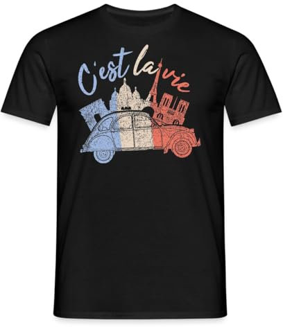 Spreadshirt Citroën 2 CV C'est La Vie T Shirt Homme, XL, Noir