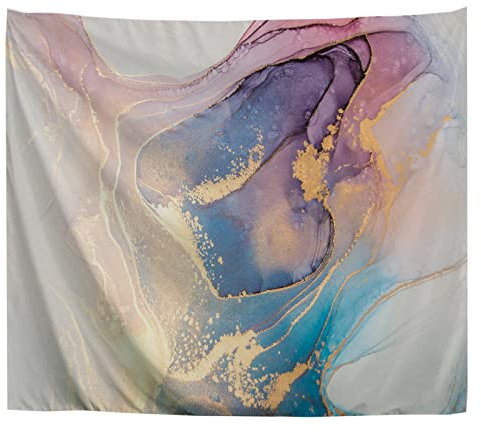 A.Monamour Wandteppich Bunte Goldene Rosa Blaue Marmor Textur Stoff Tuch Tapisserie Wandbehang Wanddeko Wandkunst Wandbilder Wandtuch für Wohnzimmer Schlafzimmer 180x230cm