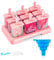ANSMIO Eisformen 9 Eisförmchen wiederverwendbar Eis am Stiel Formen Eiscreme Formen DIY Ideen Eis am Stiel BPA Frei - kommt mit einer Reinigungsbürste und Silikon Falttrichter(Neu Rosa)