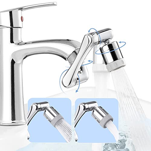 Yungden 1440° Drehbarer Multifunktionaler Verlängerungshahn, Wasserhahn Aufsatz mit 2-Strahlen, 1080° Schwenkbar Wasserhahn Verlängerung, Universal Strahlregler für Küche Bad