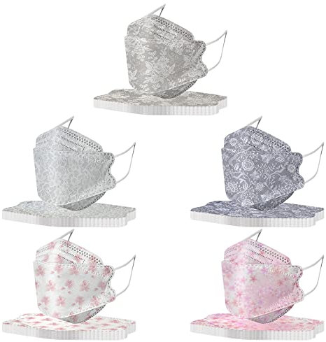 DeaAmyGline 50 Stück Mundschutz Erwachsene Bunt,4-lagige,Einweg,Neuer-Trend 3D Fisch-Form,Atmungsaktiv und Staubdicht,Mund und Nasenschutz Mund-Tuch Bandana Halstuch Schals (H37)