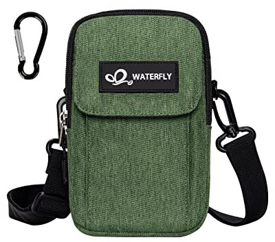 WATERFLY Bauchtasche Gürteltasche Hüfttaschen Handytasche: Kompakt Klein Multifunktional Gürtel Tasche mit Karabiner für Damen Herren EDC Camping Wandern Klettern Reisen Jagd Angeln