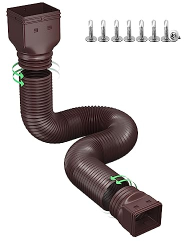 Ogutter Rain Gutter Downspout Extensions, Downspout Extender for Rainwater Drainage Flexible, Down Spout Drain Extension Pipe and Extendable from 21 to 66 Inches (Brown)