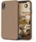 OIIAEE Silicone Case Compatible with iPhone XR Case 6.1 Inch, Soft Ultra Slim Protective Shockproof Liquid Silicone Phone Case with Anti-Scratch Microfiber Lining,Light Brown