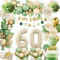 60 Geburtstag Deko Frauen,Geburtstagsdeko 60 Männer,60 Geburtstag Luftballon Grün Gold mit Happy Birthday Banner,Pompoms für Frau Mann Luftballon60