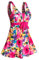 ECUPPER Womens Plus Size Swimsuit One Piece Skirted Swimwear Tummy Control Swimming Costume with Shorts Deep Pink