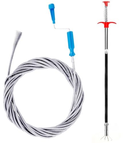 Sonda sturatubi 2 Pezzi 10m x 6,5 mm e 1,4 m x 6,5 mm Stura lavandini e scarichi professionale Molla sturatubi Stura wc Sonda sturatubi per idropulitrice Molla sturatubi Cleaning Claw per bagno vasca