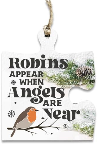 The Plum Penguin Christmas Hanging Jigsaw Puzzle Piece Gift Tag Robins Appear Angels Rememberance Bauble Ornament