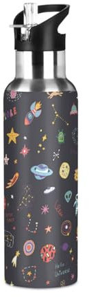 Mnsruu Borraccia da 963,9 g con cannuccia Space Astronauta Planet Borraccia in acciaio inox per viaggi Sport Borraccia isolata a tenuta stagna