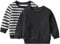 Tearfuty Baby Boys Long Sleeve T Shirt Black + Striped Long Sleeve Top Pack of 2