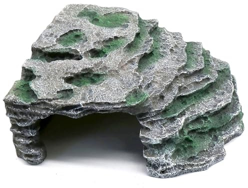 relaqcc Großes Reptilienversteck Schiefer Stufenleiste, Reptilienhöhle, Bartagamen-Zubehör, Sonnenfelsen für Bartagamen, Größe L, B - 11,8 x 9,8 x 5,3 cm