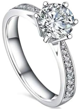 YOYEAH 1 Stück Ringe Silber 925 Damen Verlobungsring Verstellbarer Glänzend Cubic Zirkonia Silberringe Eheringe Engagement Promise Ringe Fingerring Trauringe Antragsring Ringe Frauen Schmuck