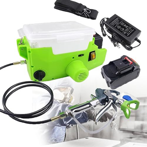 GBHJJ Backpack Airless Paint Sprayer, Cordless Paint Sprayer with Battery, Paint Sprayer Electric Spray Gun & 1.7L Capacity Container for Painting Walls, Cabinets,Green