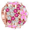 BIZK Rosa & Rund Blumen Charm Anhänger für Armband 925 Sterling Silber Charm Bead Pendant für Europäische Armbänder und Halsketten