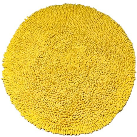 Chardin home Gelbe runde Badematte, Boho-Badezimmerteppich, 60 cm, auch perfekt für Kinderzimmer, Kinderzimmer, Nachttisch, Schlafsäle, halbe Bäder und Puderzimmer, maschinenwaschbar, weich und