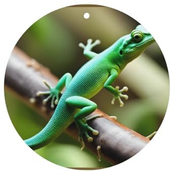 YYHWHJDE Gecko Eidechsen-Bild, runde Form, Auto-Lufterfrischer, Karten, 4er-Pack: hängende Duftkarten für Schlafzimmer, Badezimmer, Auto, Innendekoration