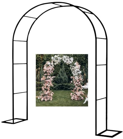 Gartenbogen, Terrasse Rosenbogen aus Metall, Hochzeitstorbogen, Ornament, Laube, Torbogen Rankhilfe für Kletterpflanzen, wetterfeste 80x200cm 140x230cm 230x220cm 350x220cm (Color : Black, Size : 230