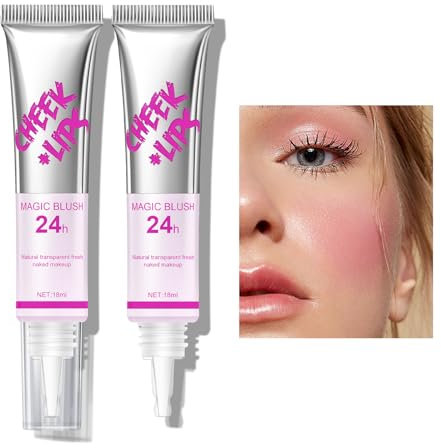 KYDA Magic Color Changing Blush Cream, Temperaturwechsel Rosa Rouge für Wangen & Lippen, cremig und leichtes natürliches Gesichts-Rouge-Makeup-2 Pcs