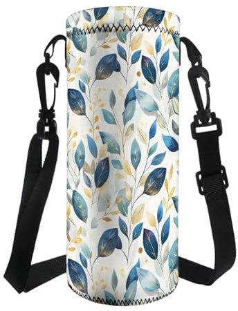 COEQINE Sac isotherme pour bouteille d'eau de 1 litre pour homme et garçon, Feuille bleue et jaune