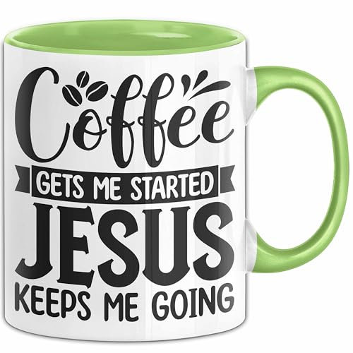 Jesus Tasse Geschenk Glaube Christlich Geschenkidee Gläubigen Geburtstag Weihnachten Kaffee-Becher (Grün)